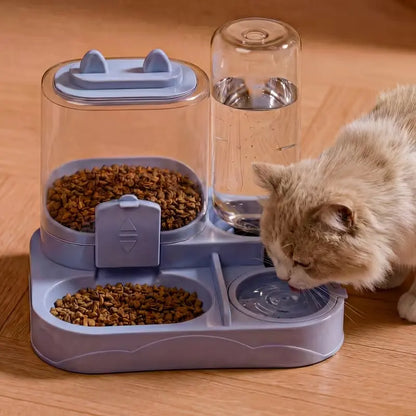Large Capacity Automatic Cat Feeder and Water Dispenser with Dry-Wet Separation, Durable Transparent Plastic, Battery-Free Design, Suitable for Cats and Dogs