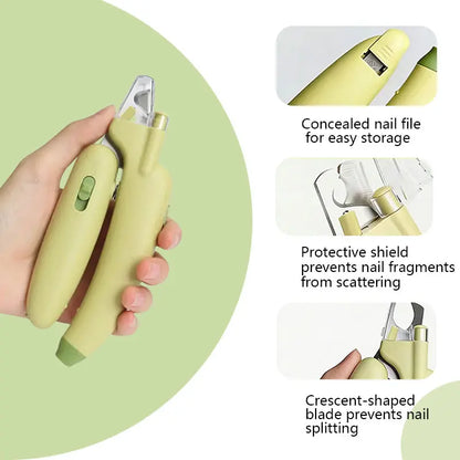 Professional Pet Nail Trimmer with LED Light and UV Lamp - Safe Grooming, Sharp Blades, Built-In Nail File, Nail Collector, Non-Slip Ergonomic Handle for All Sizes