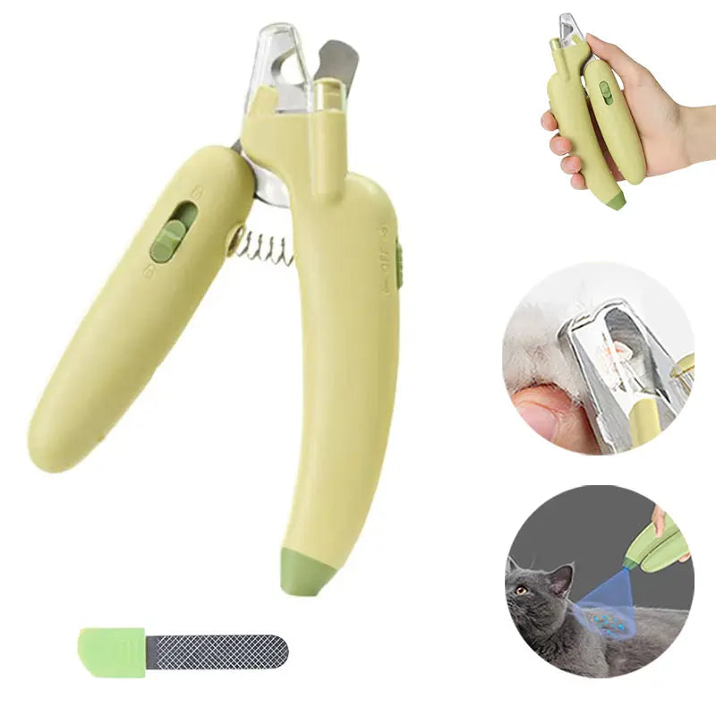 Professional Pet Nail Trimmer with LED Light and UV Lamp - Safe Grooming, Sharp Blades, Built-In Nail File, Nail Collector, Non-Slip Ergonomic Handle for All Sizes