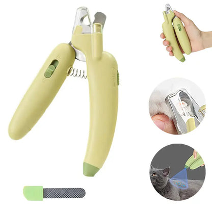 Professional Pet Nail Trimmer with LED Light and UV Lamp - Safe Grooming, Sharp Blades, Built-In Nail File, Nail Collector, Non-Slip Ergonomic Handle for All Sizes