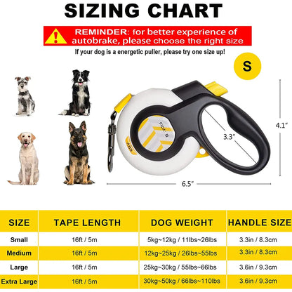 Fida Retractable Dog Leash with Autobrake Technology, 16 Ft Heavy Duty Design for Large and Medium Dogs, Tangle-Free, One-Hand Control, and Soft Grip