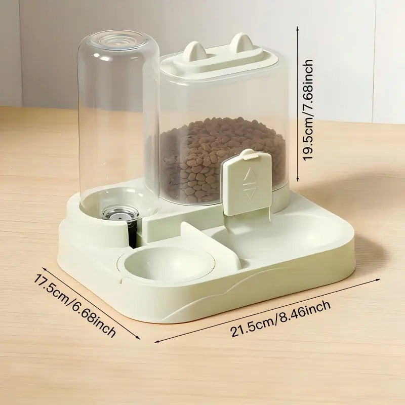 Large Capacity Automatic Cat Feeder and Water Dispenser with Dry-Wet Separation, Durable Transparent Plastic, Battery-Free Design, Suitable for Cats and Dogs