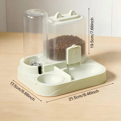 Large Capacity Automatic Cat Feeder and Water Dispenser with Dry-Wet Separation, Durable Transparent Plastic, Battery-Free Design, Suitable for Cats and Dogs