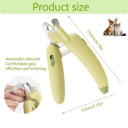 Professional Pet Nail Trimmer with LED Light and UV Lamp - Safe Grooming, Sharp Blades, Built-In Nail File, Nail Collector, Non-Slip Ergonomic Handle for All Sizes