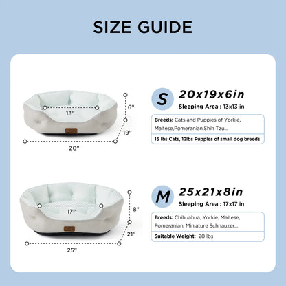 Bedsure Cooling Pet Beds for Small Dogs and Indoor Cats - Q-MAX>0.4 Washable Round Bed with Slip-Resistant Bottom for Puppies and Kittens