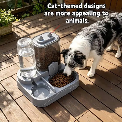 Large Capacity Automatic Cat Feeder and Water Dispenser with Dry-Wet Separation, Durable Transparent Plastic, Battery-Free Design, Suitable for Cats and Dogs