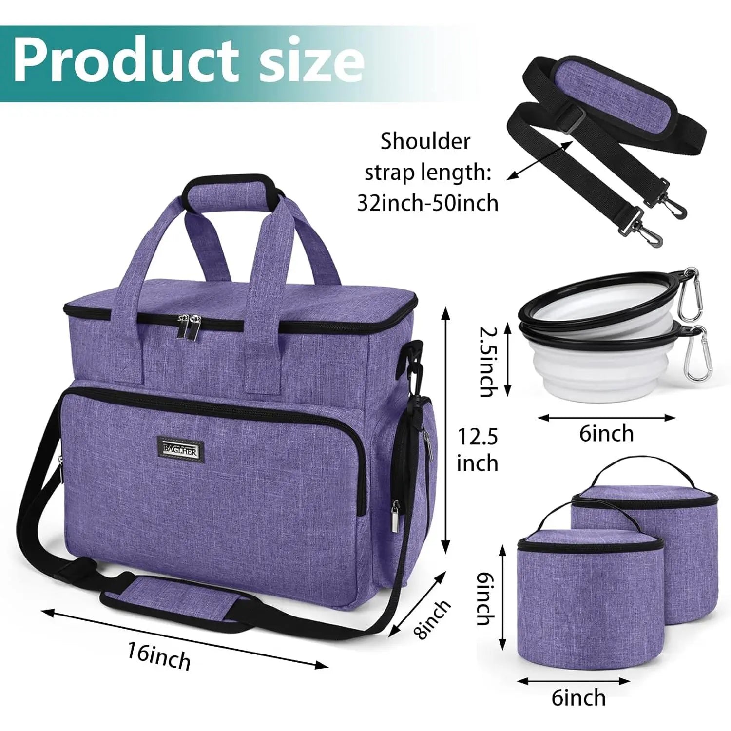 Premium Pet Travel Handbag for Weekend Getaways, Compliant with Aviation Standards, Includes 2 Food Containers and 2 Foldable Silicone Bowls