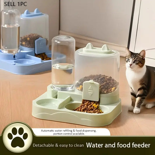 Large Capacity Automatic Cat Feeder and Water Dispenser with Dry-Wet Separation, Durable Transparent Plastic, Battery-Free Design, Suitable for Cats and Dogs