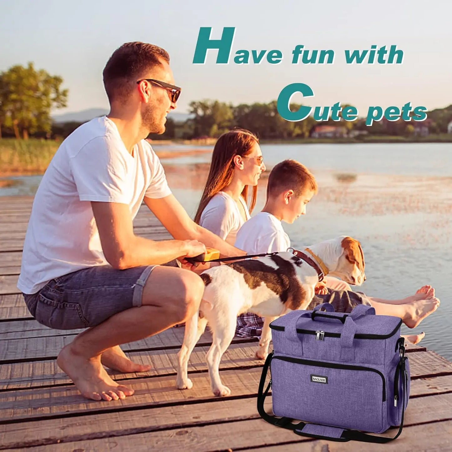Premium Pet Travel Handbag for Weekend Getaways, Compliant with Aviation Standards, Includes 2 Food Containers and 2 Foldable Silicone Bowls