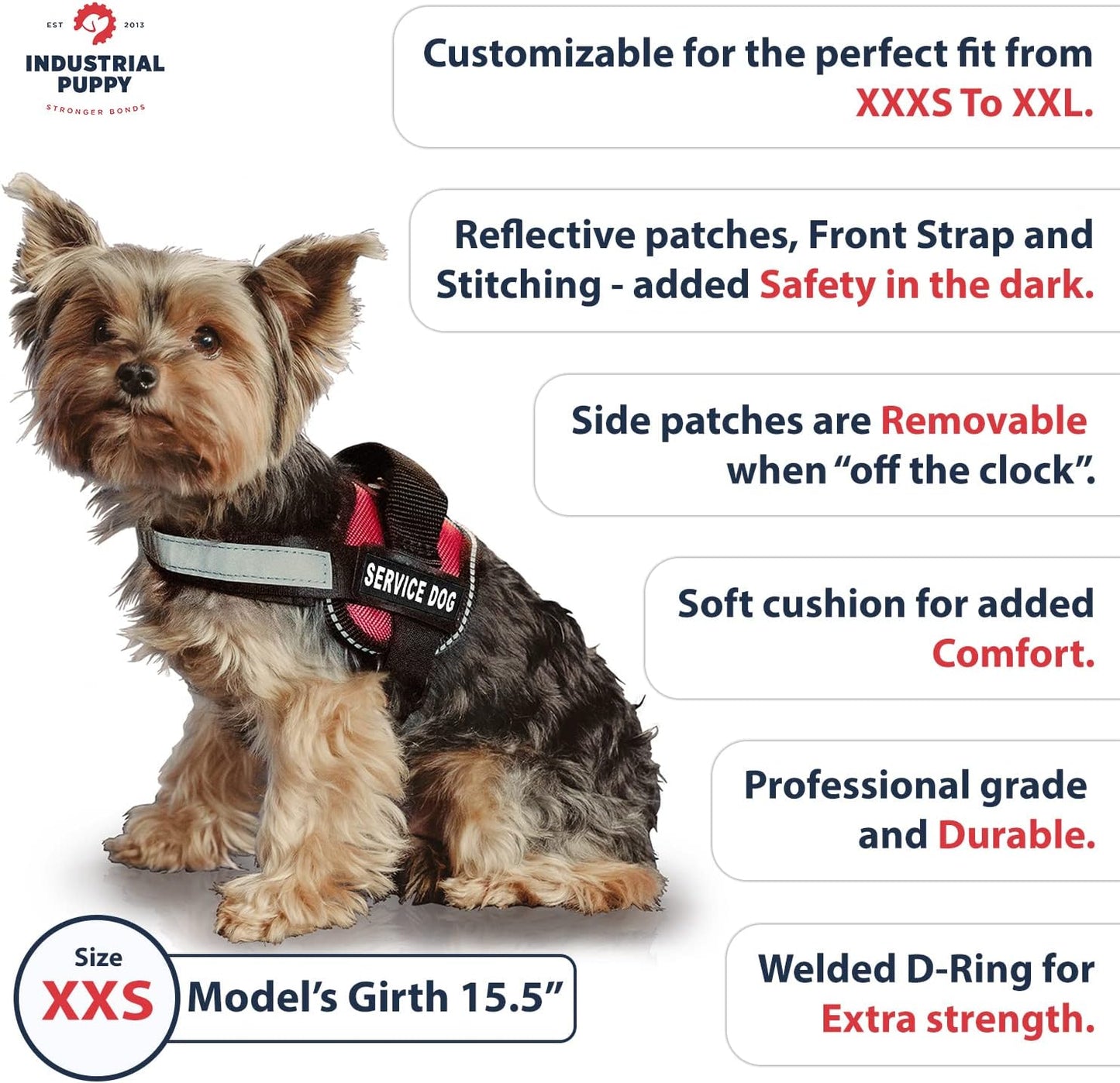 Professional Service Dog Vest and Leash Set with Adjustable Hook and Loop Straps - Available in Sizes XXS to XXL - Features Reflective Patch and Breathable Mesh Design (Pink, XXS)