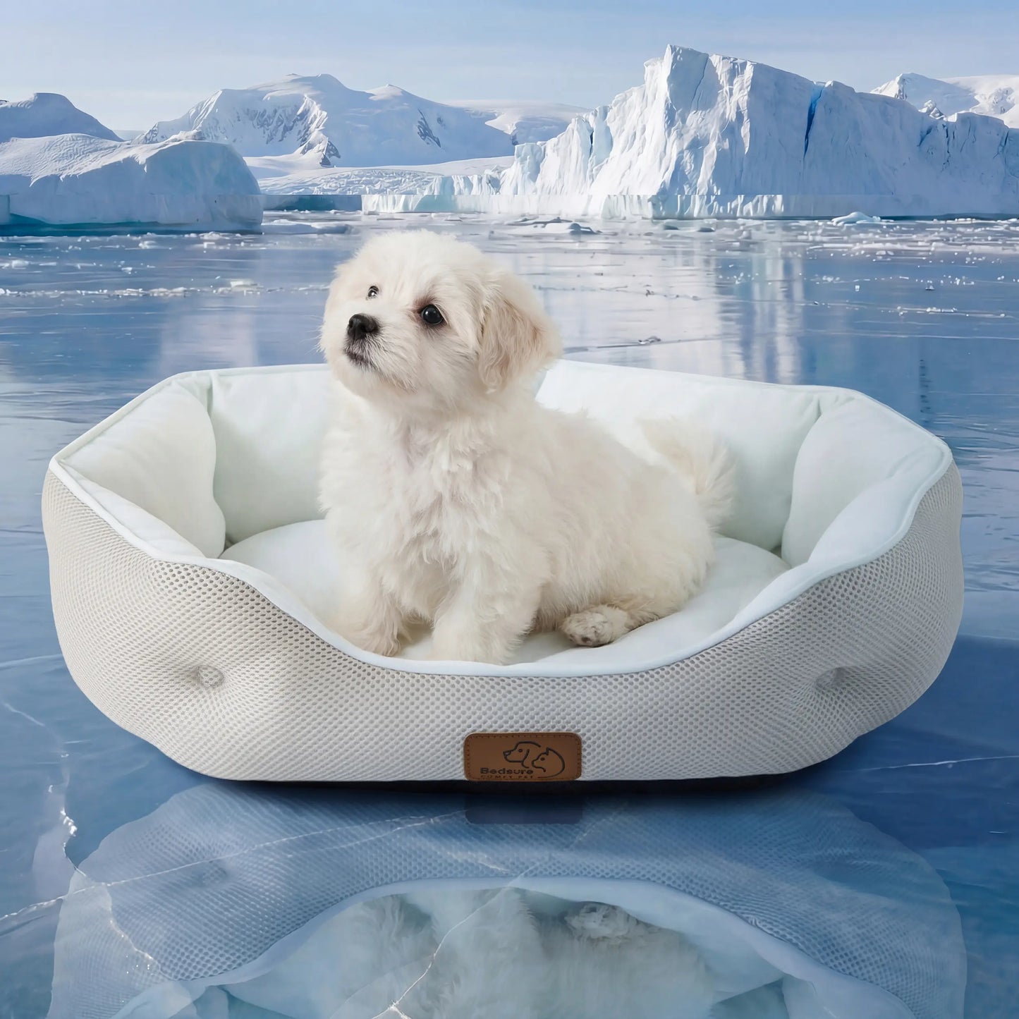 Bedsure Cooling Pet Beds for Small Dogs and Indoor Cats - Q-MAX>0.4 Washable Round Bed with Slip-Resistant Bottom for Puppies and Kittens