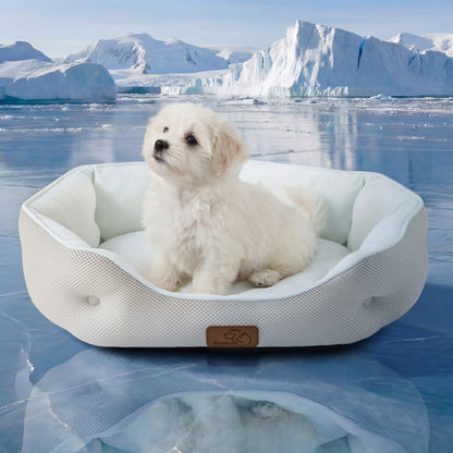 Bedsure Cooling Pet Beds for Small Dogs and Indoor Cats - Q-MAX>0.4 Washable Round Bed with Slip-Resistant Bottom for Puppies and Kittens